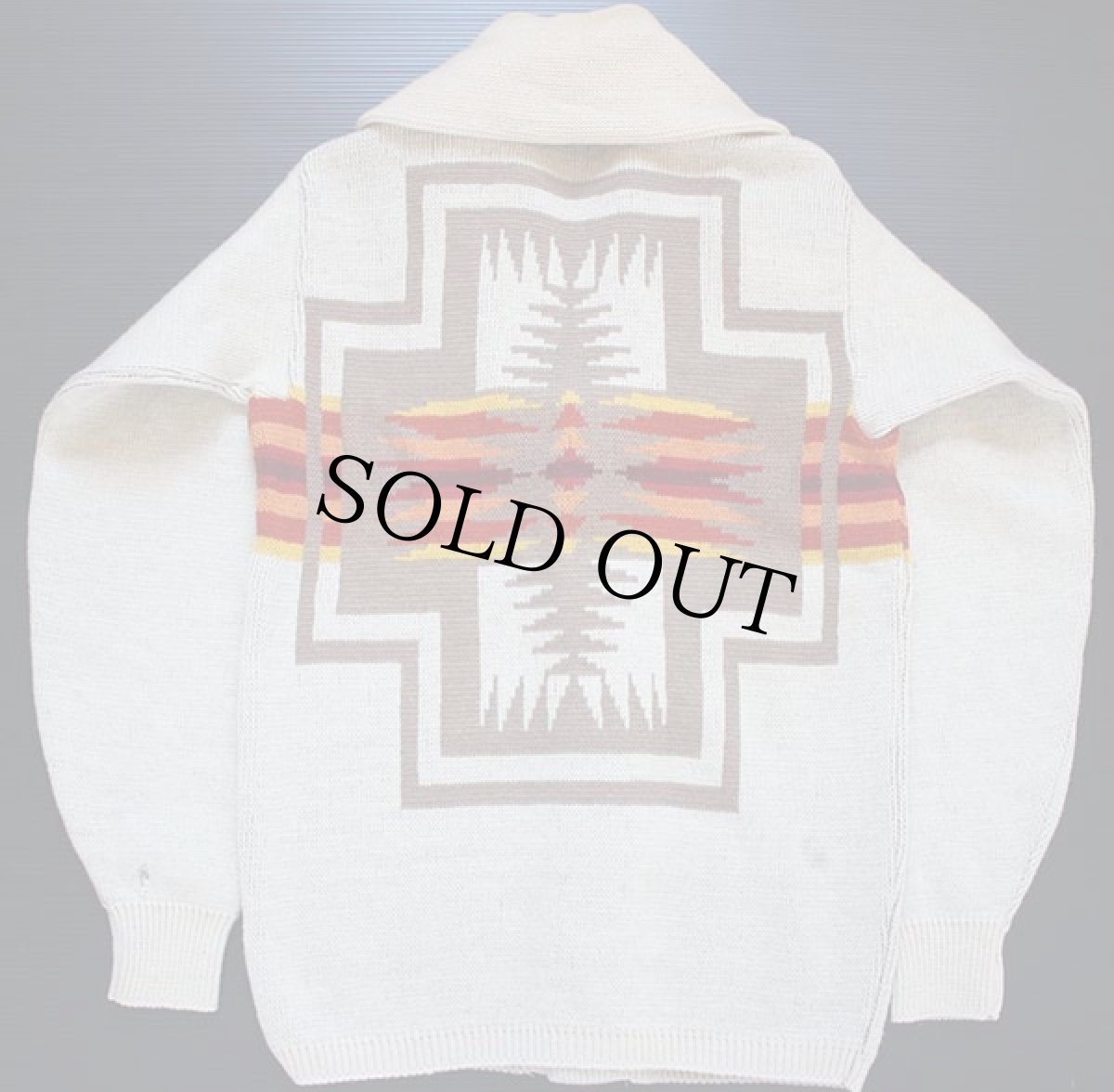 画像2: 70s PENDLETONペンドルトン ショールカラー ウールニット カーディガン S (2)