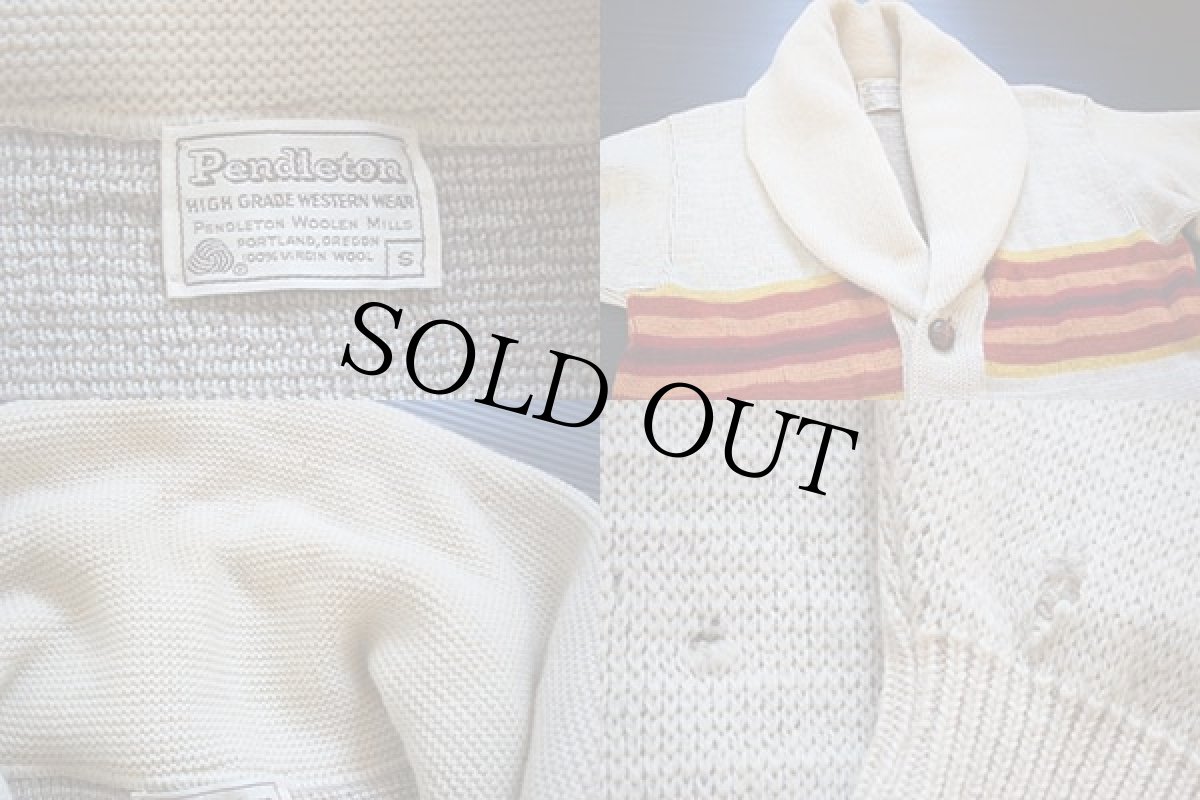 画像3: 70s PENDLETONペンドルトン ショールカラー ウールニット カーディガン S (3)