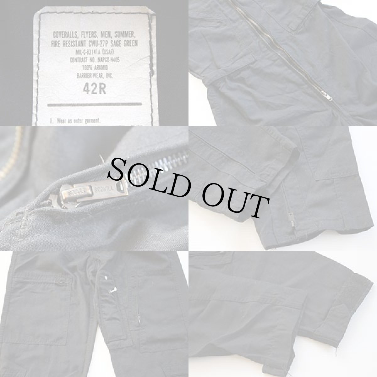 画像3: 米軍 CWU-27/P カバーオール フライトスーツ 黒 42R (3)