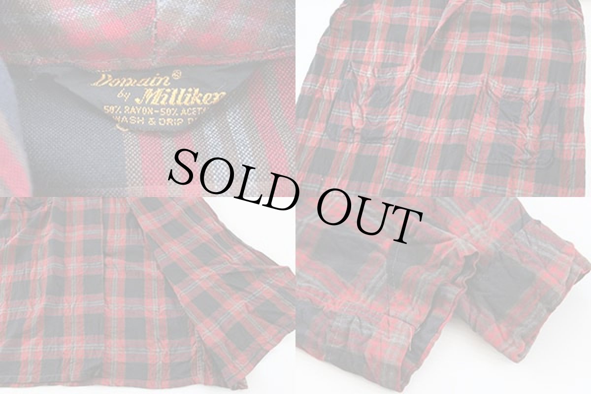 画像3: 50s Milliken チェック ショールカラー レーヨン ガウン (3)
