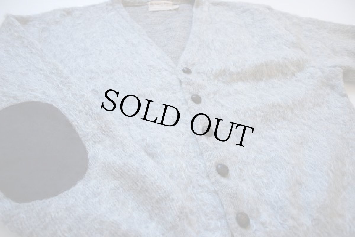 画像2: 50s TOWNE&KING エルボーパッチ付き モヘヤ ニット カーディガン 42 (2)