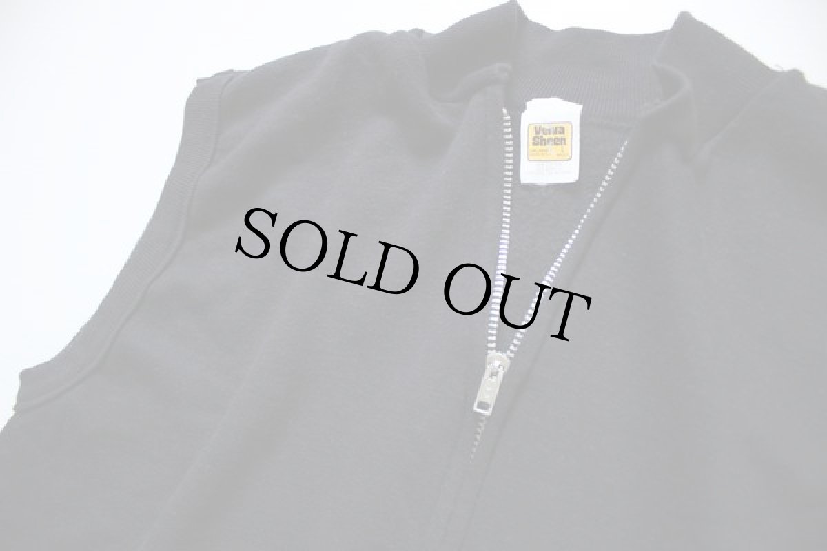 画像2: 80s USA製 Velva Sheen スウェット ジップベスト L 黒 (2)