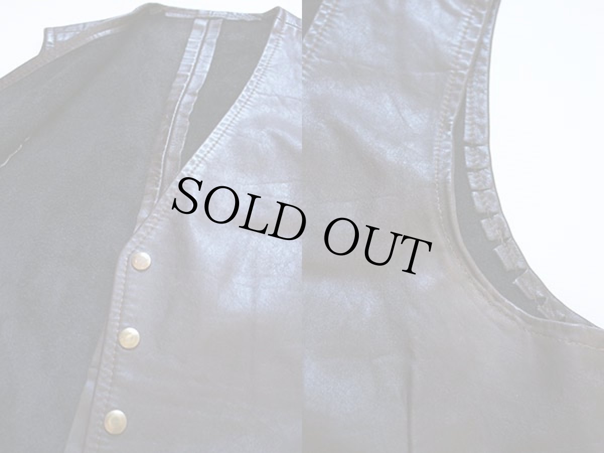 画像3: 70's UNKNOWN クラフトレザーベスト 焦げ茶 (3)