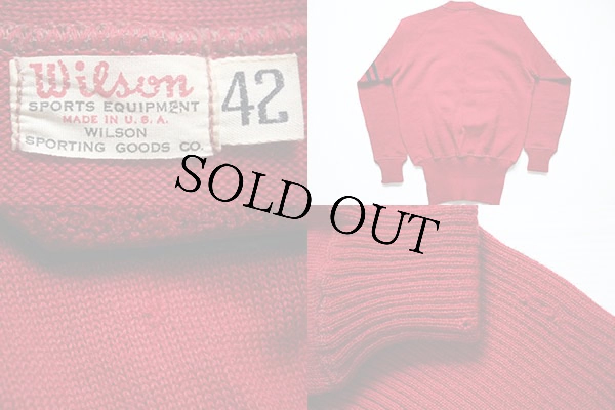 画像3: 50s Wilsonウィルソン レタードセーター 濃赤 42 (3)