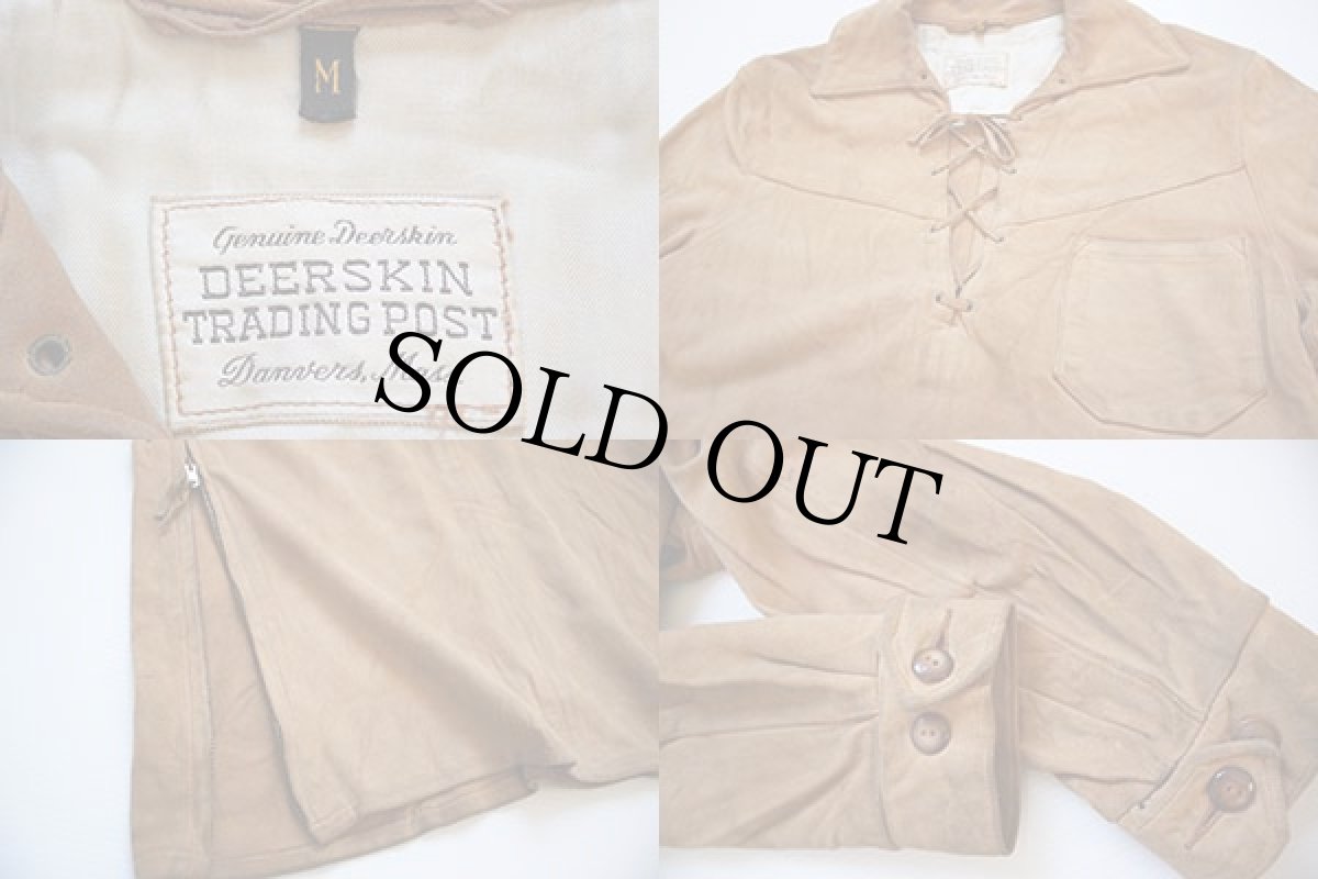 画像3: 50s レースアップ プルオーバー ディアスキン レザーシャツジャケット M (3)