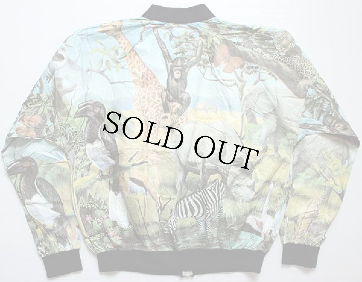 画像2: 90s USA製 Peacock サファリ柄 全面プリント ペーパージャケット M (2)