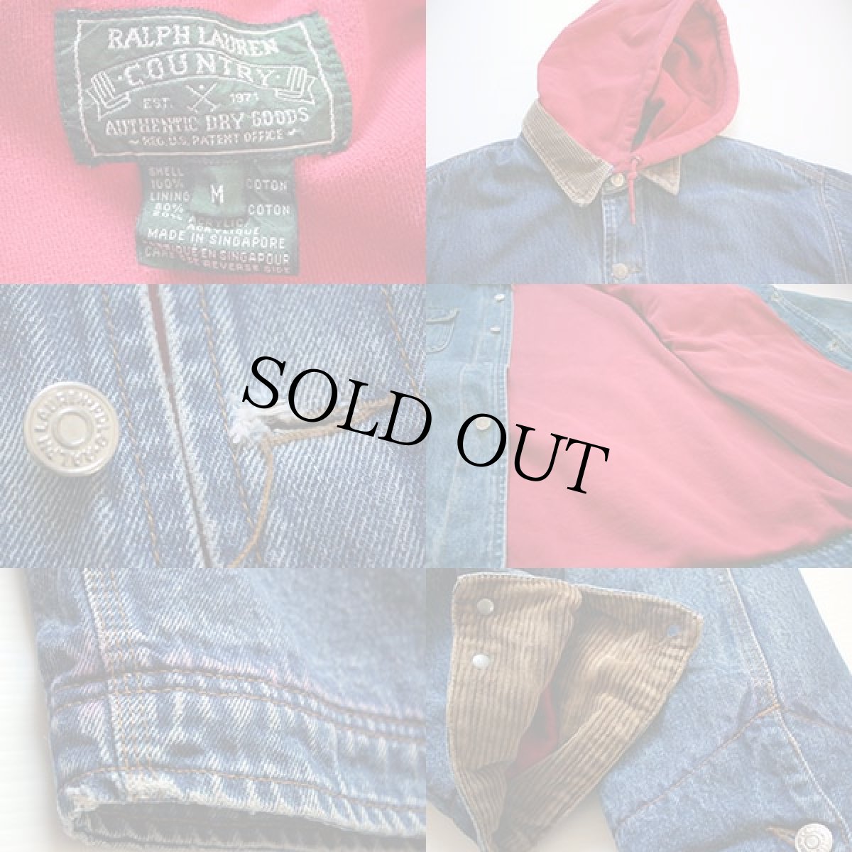 画像3: 80s ポロ カントリー ラルフローレン スウェットパーカーライナー デニム カバーオール (3)