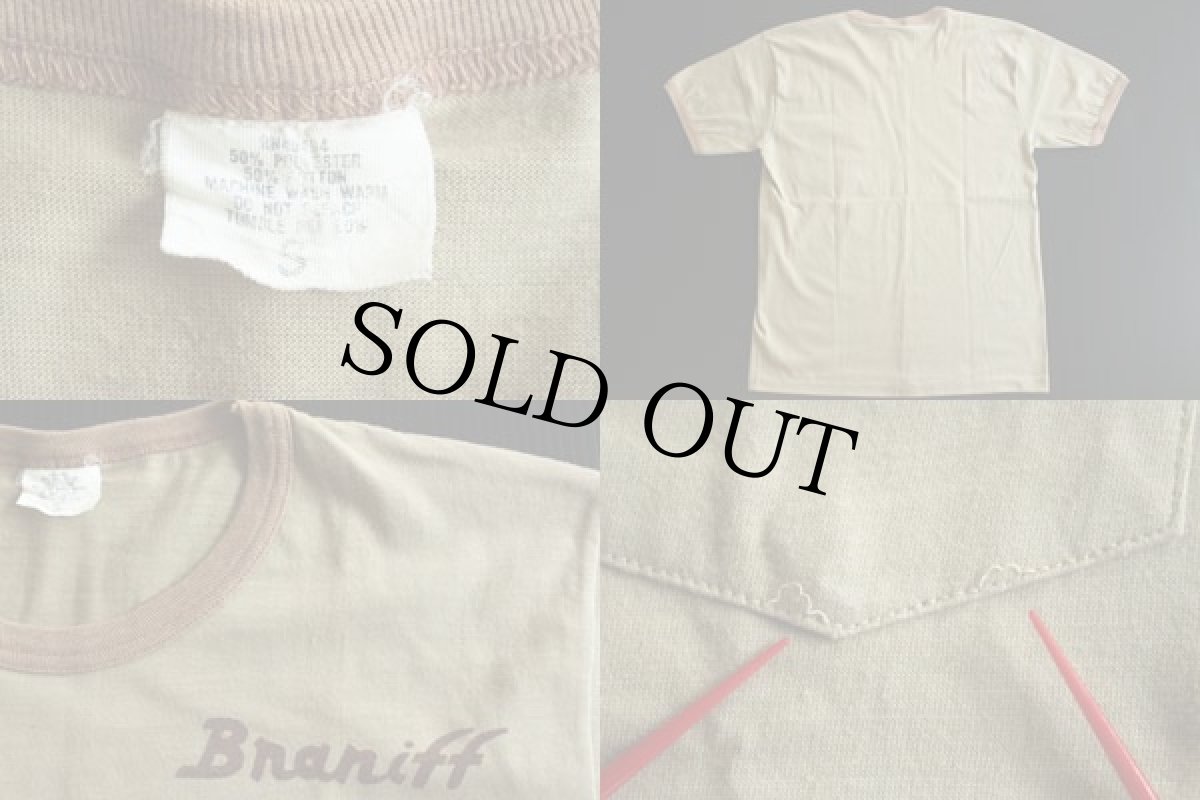 画像3: 70s Braniff 染み込みプリント ポケットTシャツ (3)
