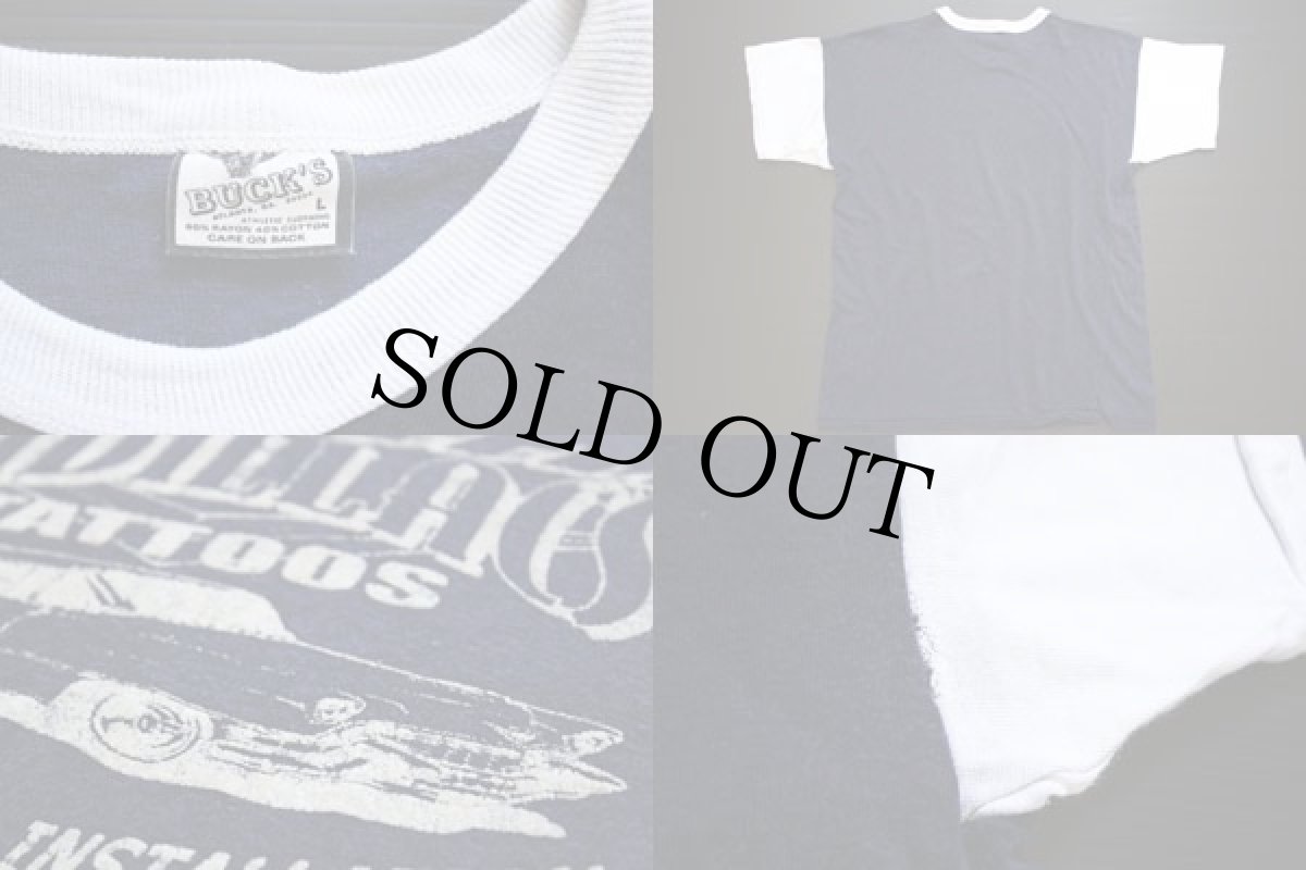 画像3: 70's フロッキープリント ツートン Tシャツ L (3)