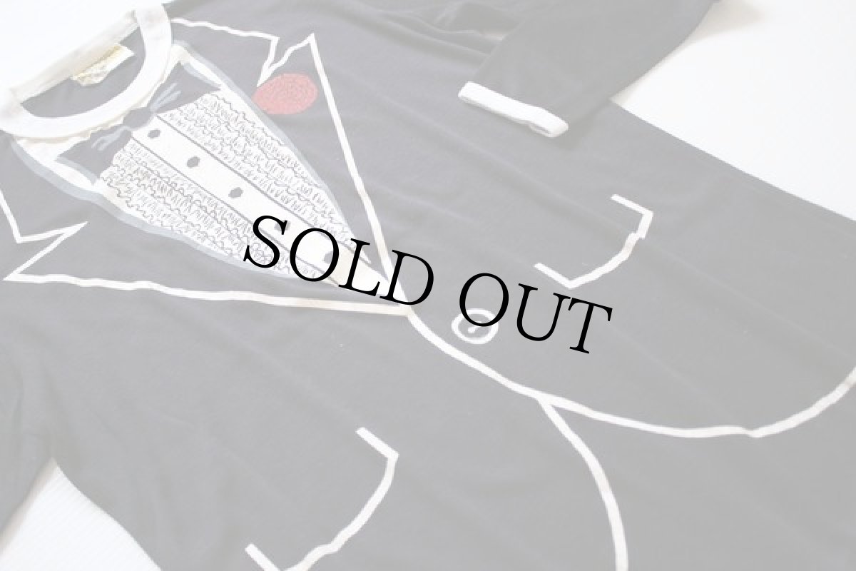 画像2: 80s USA製 タキシード 騙し絵 長袖Tシャツ M (2)