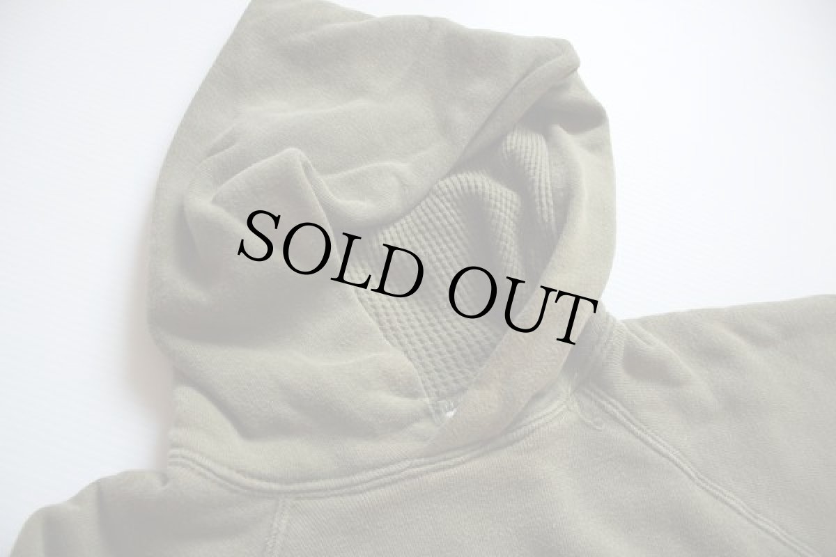 画像2: 60s UNKNOWN 無地 裏サーマル コットン スウェットパーカー 緑 (2)