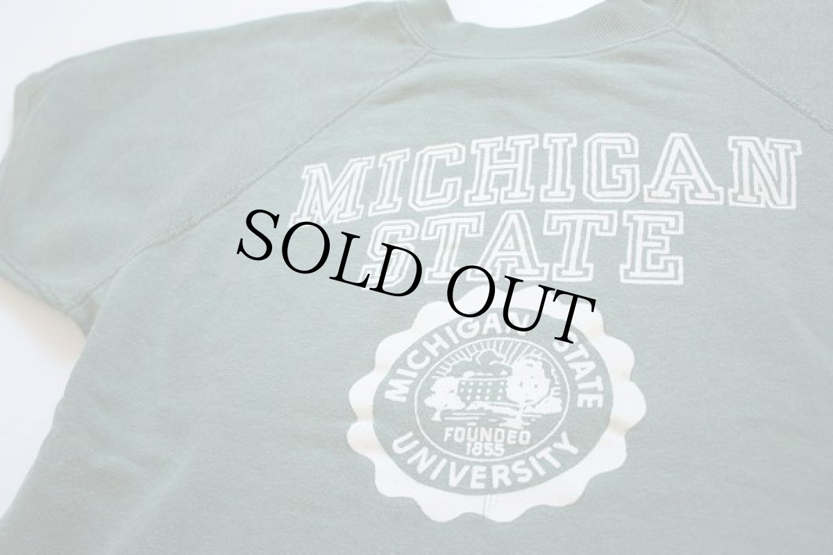 画像2: 60s Velva Sheen MICHIGAN STATE コットン 半袖スウェット 緑 M (2)