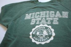 画像2: 60s Velva Sheen MICHIGAN STATE コットン 半袖スウェット 緑 M (2)