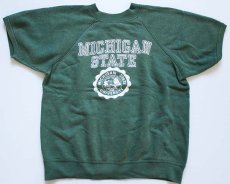 画像1: 60s Velva Sheen MICHIGAN STATE コットン 半袖スウェット 緑 M (1)