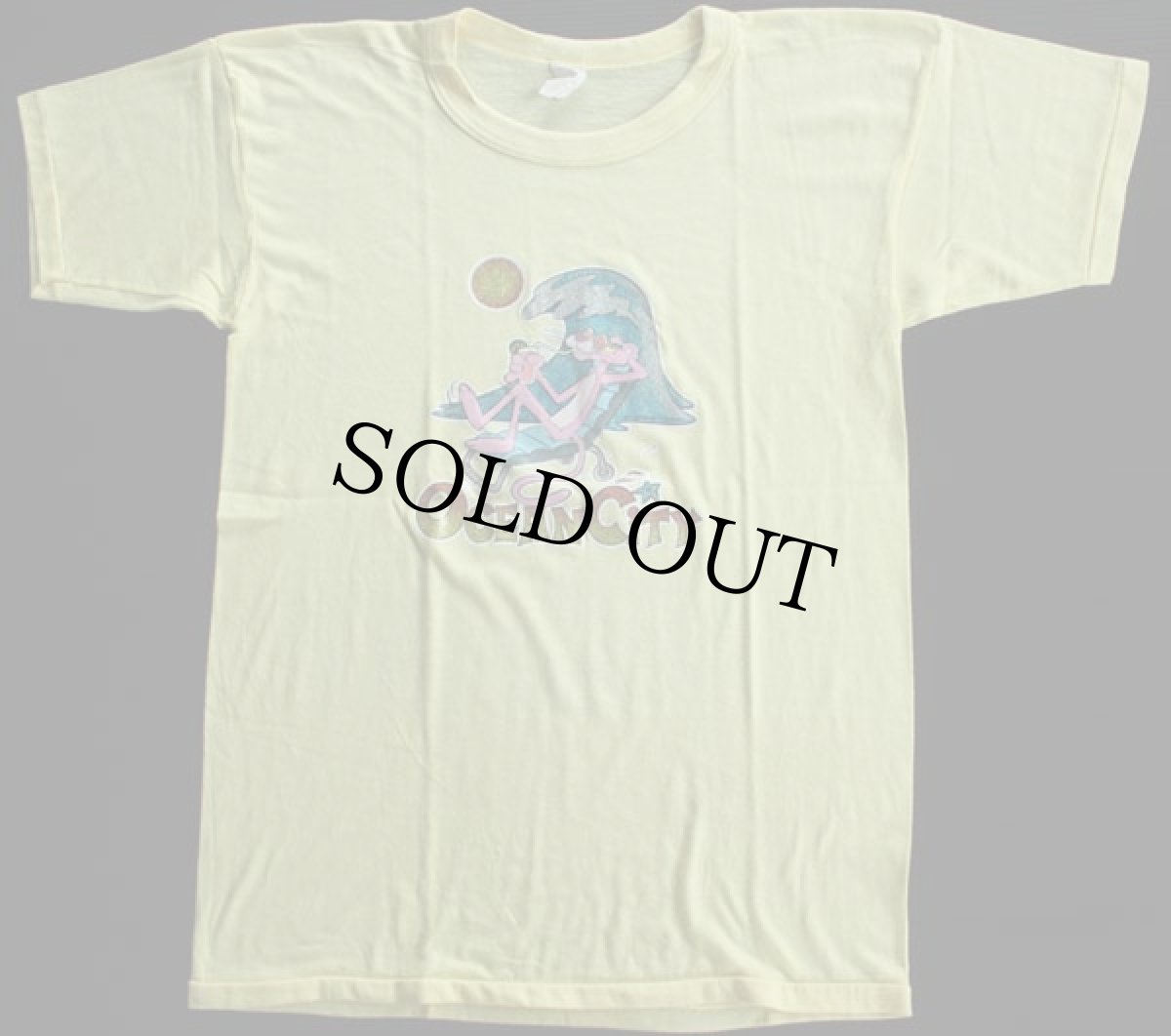 画像2: 70s OCEANCITY ピンクパンサー ラメ入りアイロンプリント Tシャツ L (2)