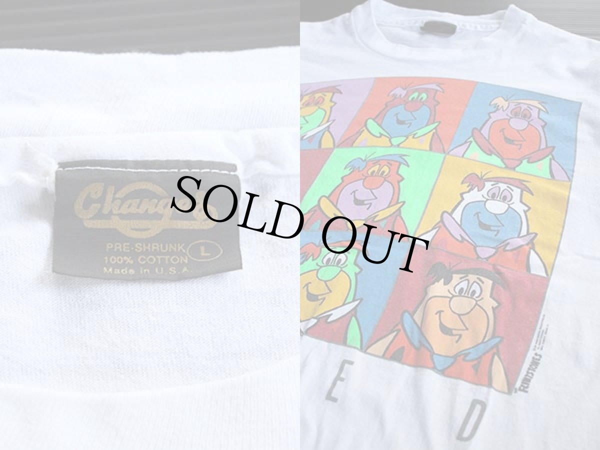 画像3: 90s USA製 FLINTSTONES フリントストーン コットンTシャツ 白 L (3)