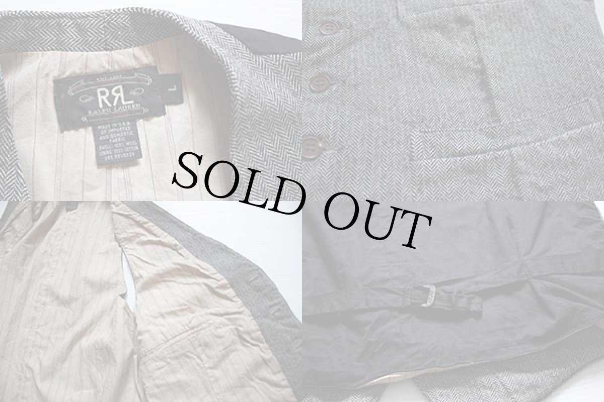 画像3: 90s USA製 RRL ダブルアールエル ラルフローレン シンチバック ツイード ウールベスト L★ジレ 三つ星タグ (3)