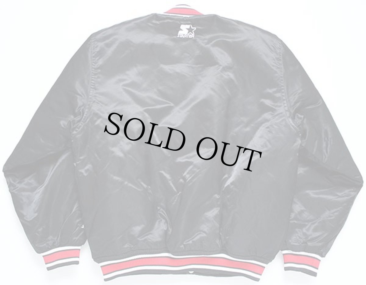 画像2: 90s STARTERスターター NBA BULLS シカゴ ブルズ ナイロンスタジャン 黒 (2)