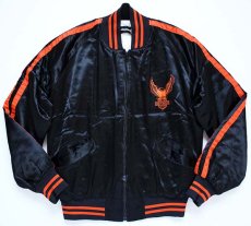 画像1: 70s AMF HARLEY-DAVIDSON ハーレー ダビッドソン 中綿入り サテンジャケット 黒 S (1)