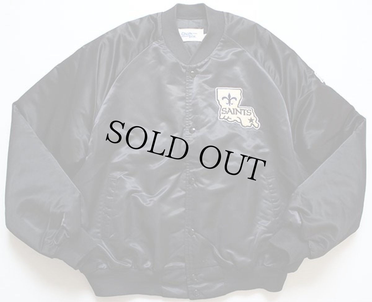画像2: 90s USA製 Chalk Line NFL SAINTS ナイロンスタジャン 黒 XL (2)