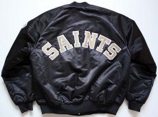 画像1: 90s USA製 Chalk Line NFL SAINTS ナイロンスタジャン 黒 XL (1)