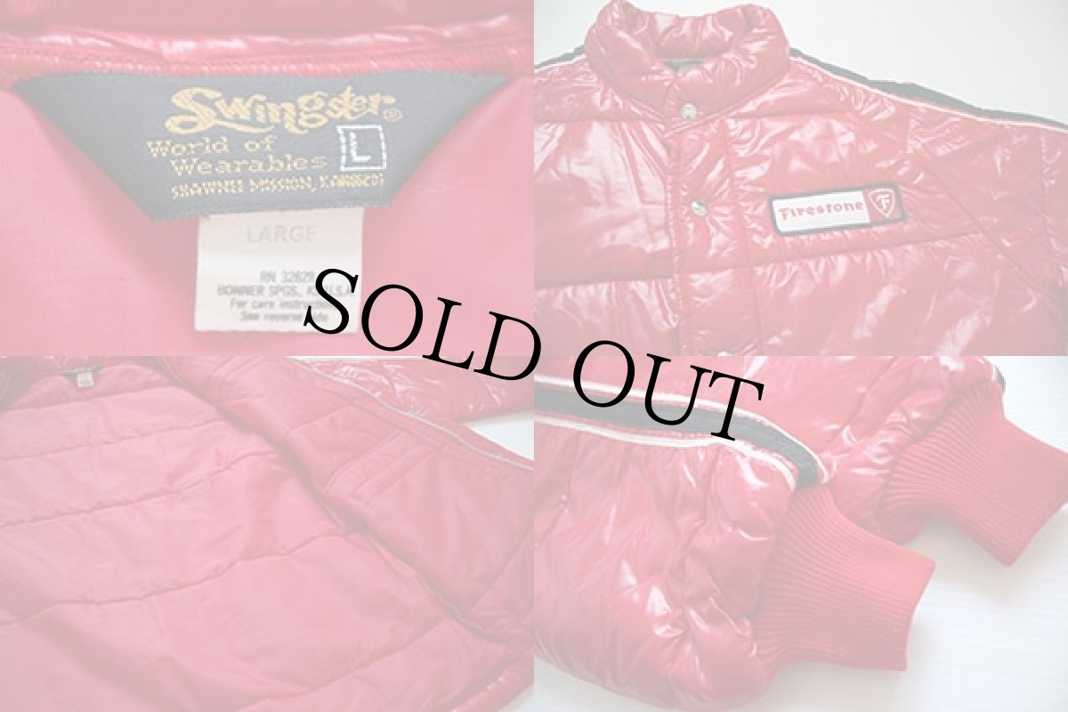 画像3: 70s Swingster Firestone パッチ付き 中綿入り ナイロン レーシングジャケット L (3)