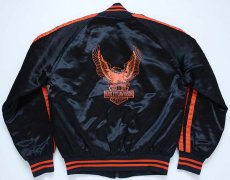 画像2: 70s AMF HARLEY-DAVIDSON ハーレー ダビッドソン 中綿入り サテンジャケット 黒 S (2)