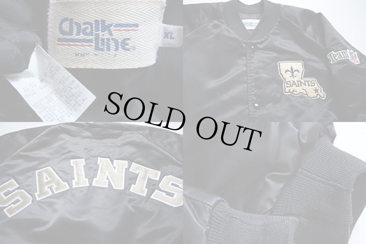画像3: 90s USA製 Chalk Line NFL SAINTS ナイロンスタジャン 黒 XL (3)