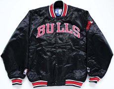 画像1: 90s STARTERスターター NBA BULLS シカゴ ブルズ ナイロンスタジャン 黒 (1)