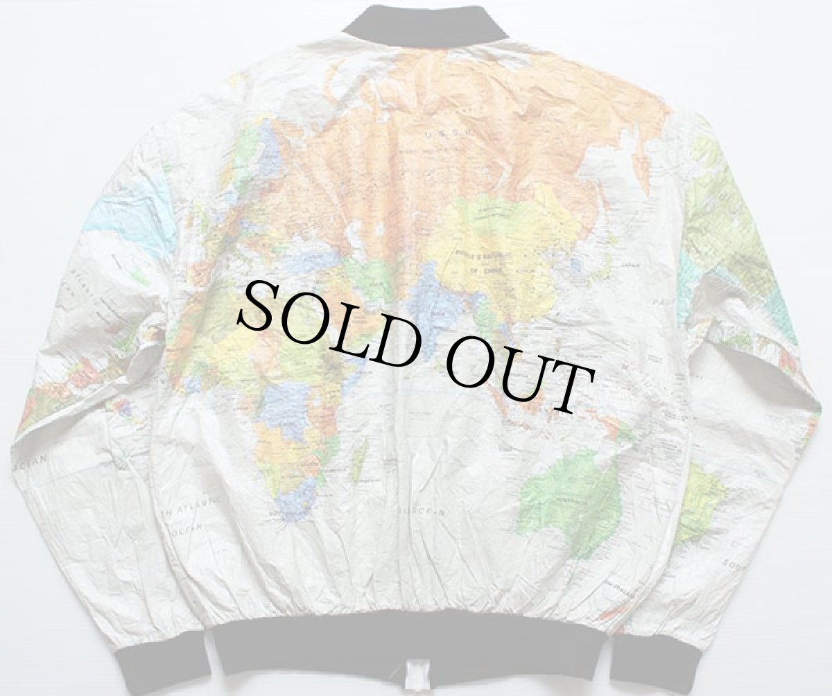 画像2: 90s USA製 世界地図柄 全面プリント ペーパージャケット★地球儀 (2)