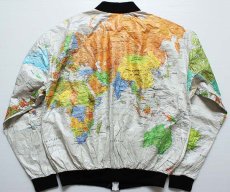 画像2: 90s USA製 世界地図柄 全面プリント ペーパージャケット★地球儀 (2)