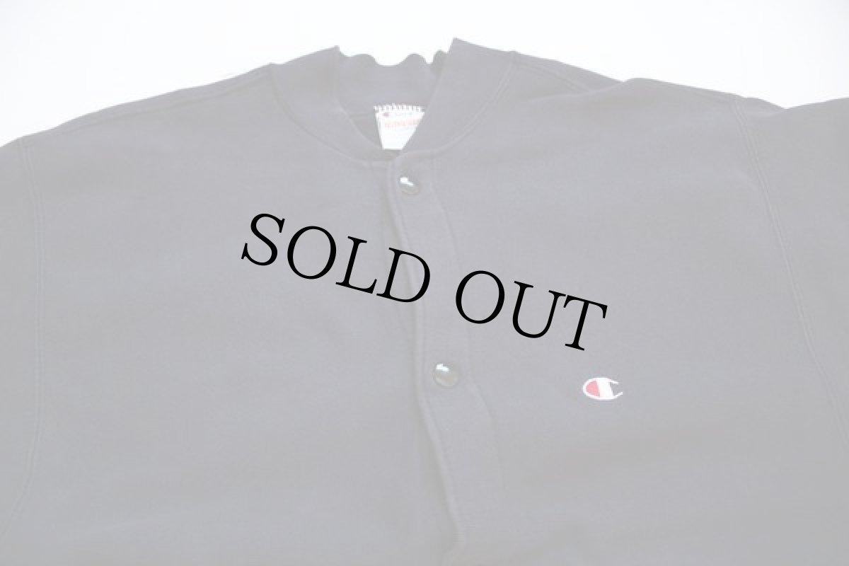 画像2: 90s USA製 Championチャンピオン ワンポイント リバースウィーブ スウェット スナップカーディガン 黒 XL (2)