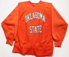 画像1: 80s USA製 Championチャンピオン OKLAHOMA STATE リバースウィーブ スウェット オレンジ XL (1)