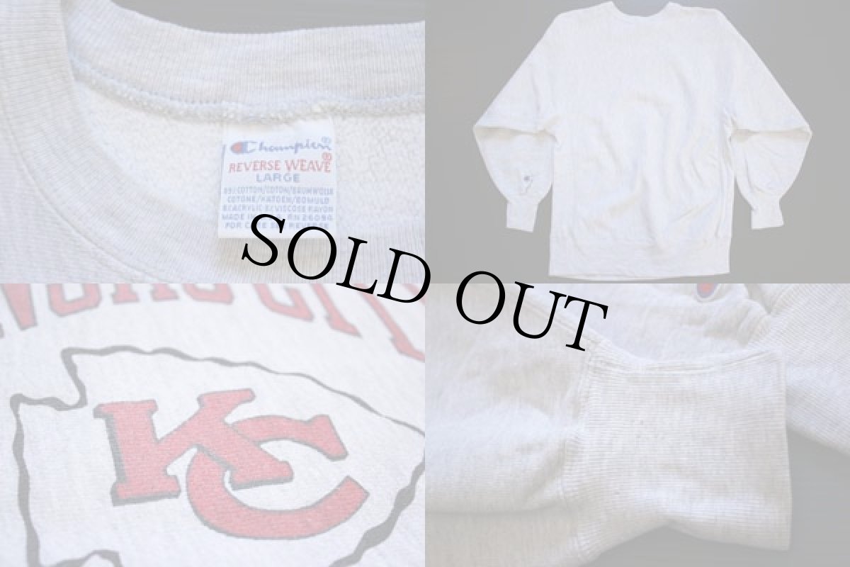 画像3: 90s USA製 Championチャンピオン KANSASCITY CHIEFS 染み込みプリント リバースウィーブ スウェット L (3)