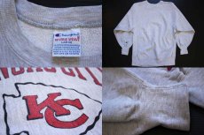 画像3: 90s USA製 Championチャンピオン KANSASCITY CHIEFS 染み込みプリント リバースウィーブ スウェット L (3)