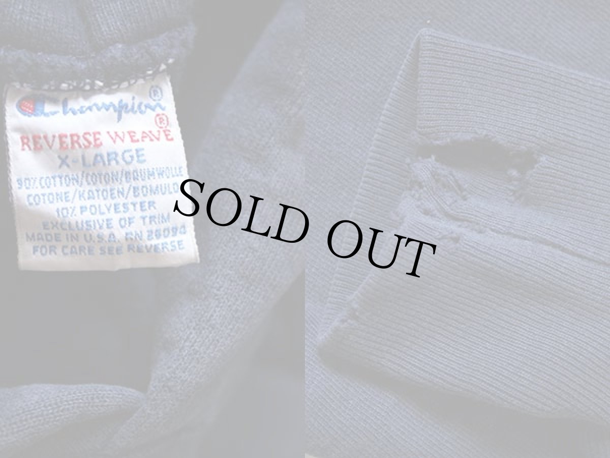 画像3: 90s USA製 Championチャンピオン ワンポイント リバースウィーブ スウェットパーカー 紺 XL (3)