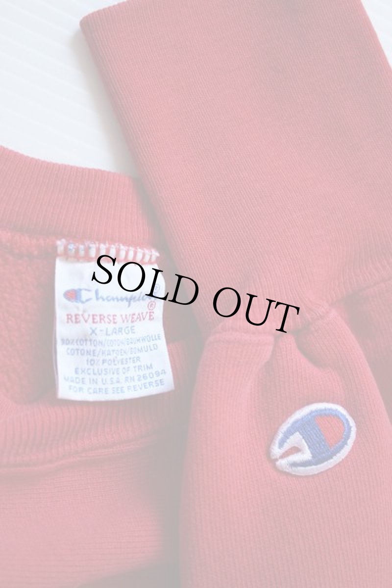 画像3: 90s USA製 Championチャンピオン NORTHERN 26 IOWA 三段中抜き リバースウィーブ スウェット 赤 XL (3)