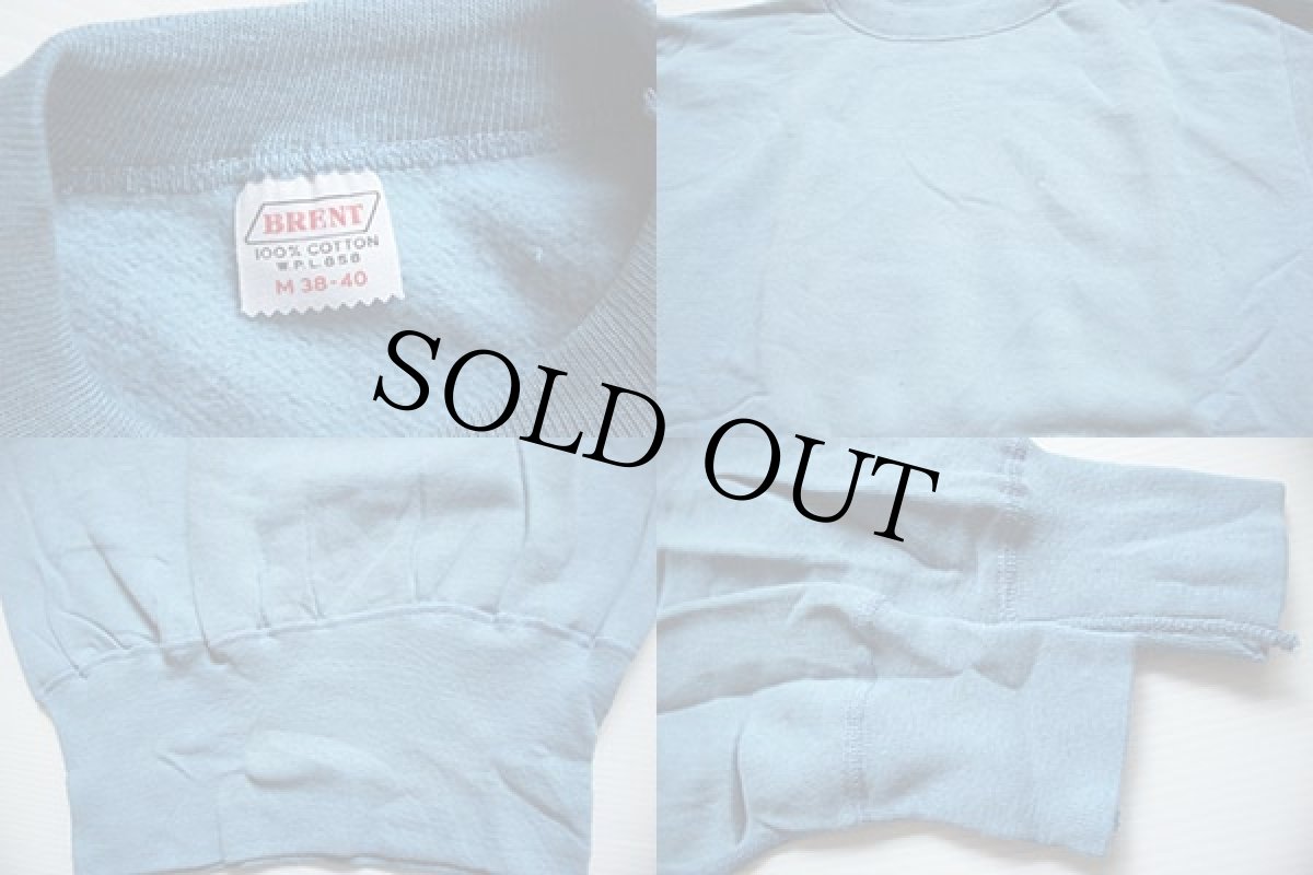 画像3: デッドストック★50s MONTGOMERY WARD BRENT 無地 コットン スウェット 水色 M (3)