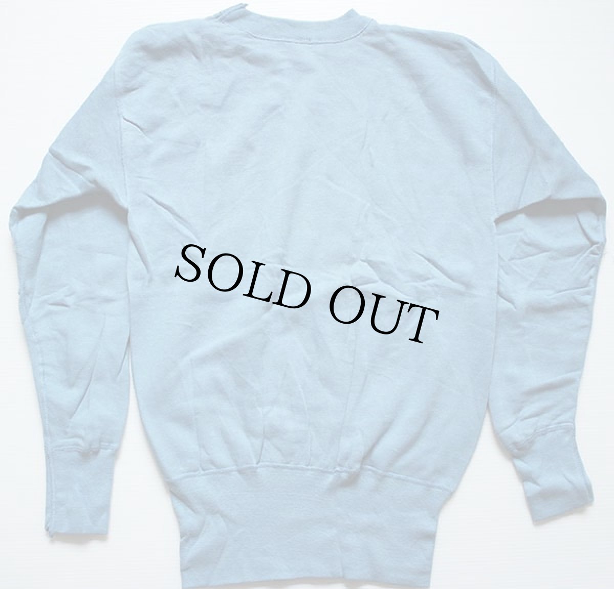 画像2: デッドストック★50s MONTGOMERY WARD BRENT 無地 コットン スウェット 水色 M (2)