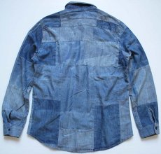 画像2: DENIM&SUPPLY ラルフローレン ビンテージ加工 パッチワーク デニムシャツ L (2)