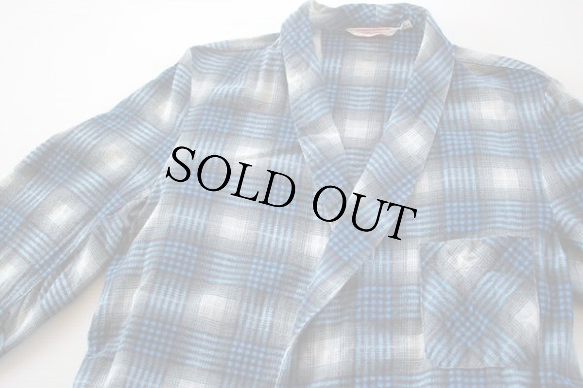 画像2: 60s MONTGOMERY WARD BRENT オンブレチェック プリントネルガウン MT (2)