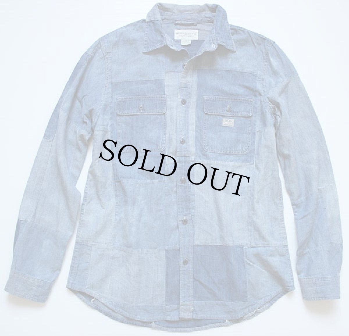 画像1: DENIM&SUPPLY ラルフローレン ビンテージ加工 パッチワーク デニムシャツ L (1)