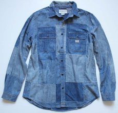 画像1: DENIM&SUPPLY ラルフローレン ビンテージ加工 パッチワーク デニムシャツ L (1)