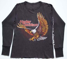 画像1: 80s HARLEY-DAVIDSON ハーレー ダビッドソン サーマルシャツ 炭黒 (1)