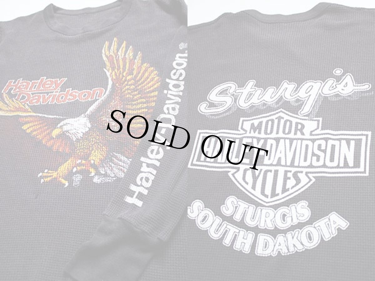 画像3: 80s HARLEY-DAVIDSON ハーレー ダビッドソン サーマルシャツ 炭黒 (3)