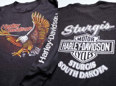 画像3: 80s HARLEY-DAVIDSON ハーレー ダビッドソン サーマルシャツ 炭黒 (3)