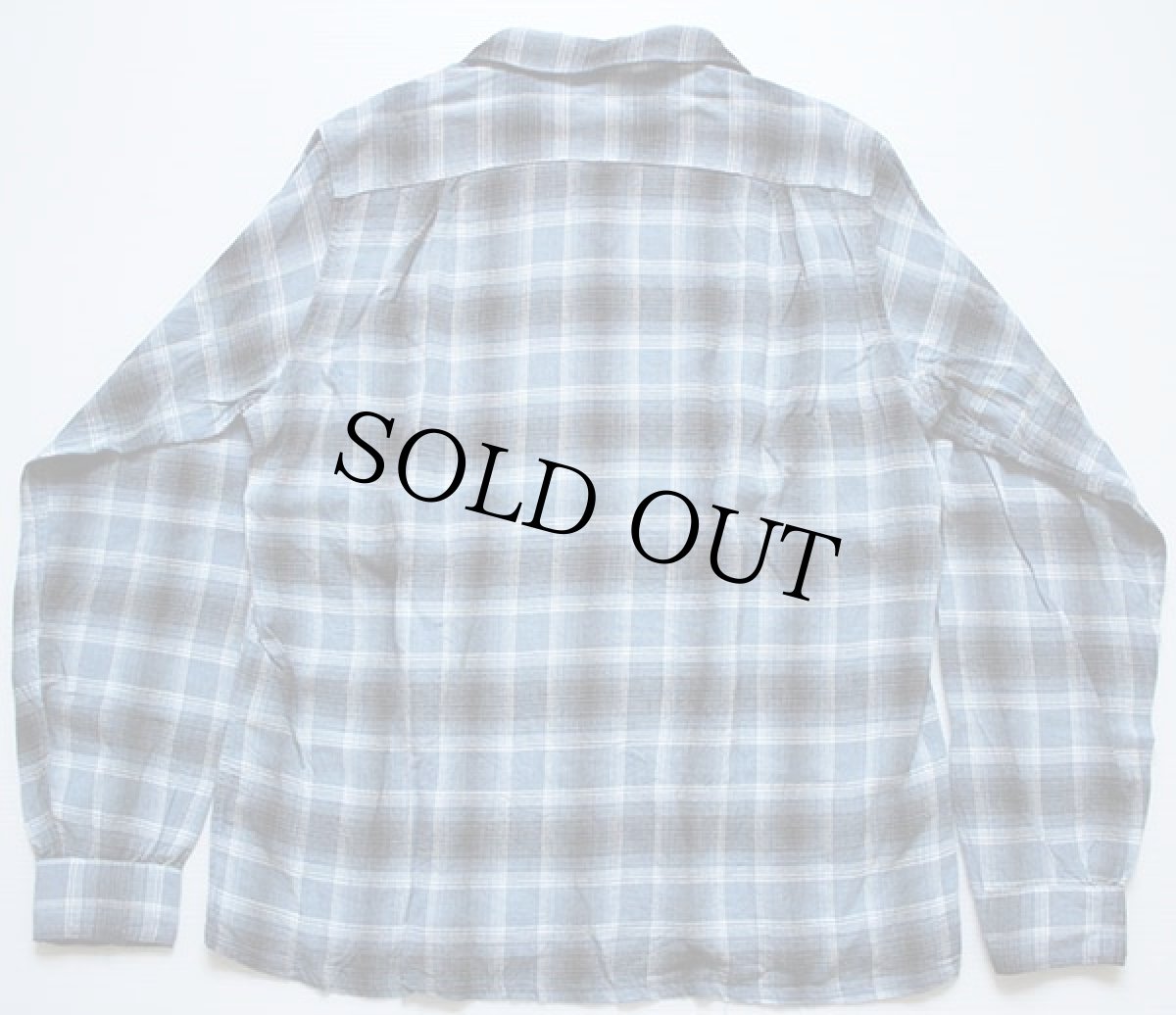 画像2: 60s Shapely オンブレチェック レーヨン オープンカラーシャツ M (2)
