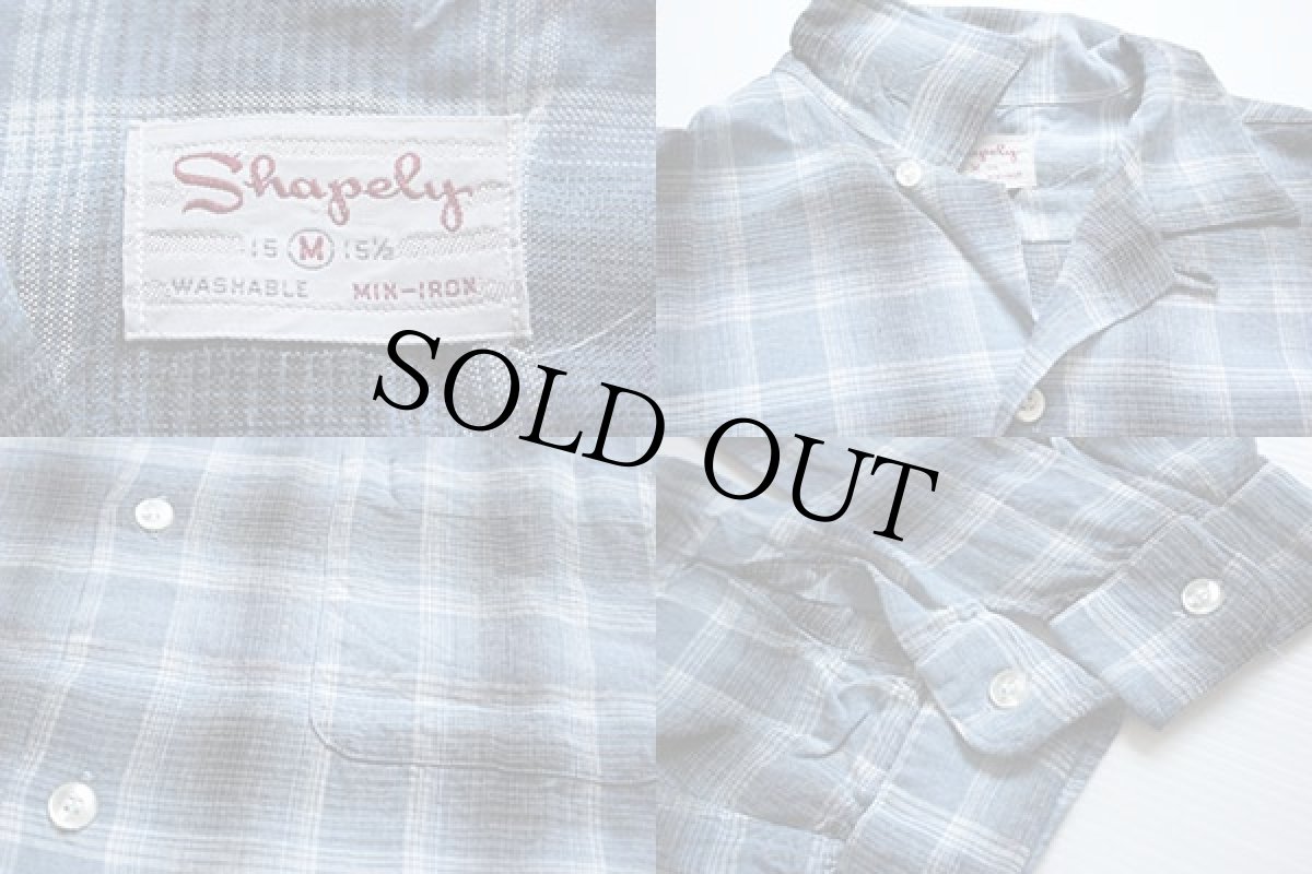 画像3: 60s Shapely オンブレチェック レーヨン オープンカラーシャツ M (3)