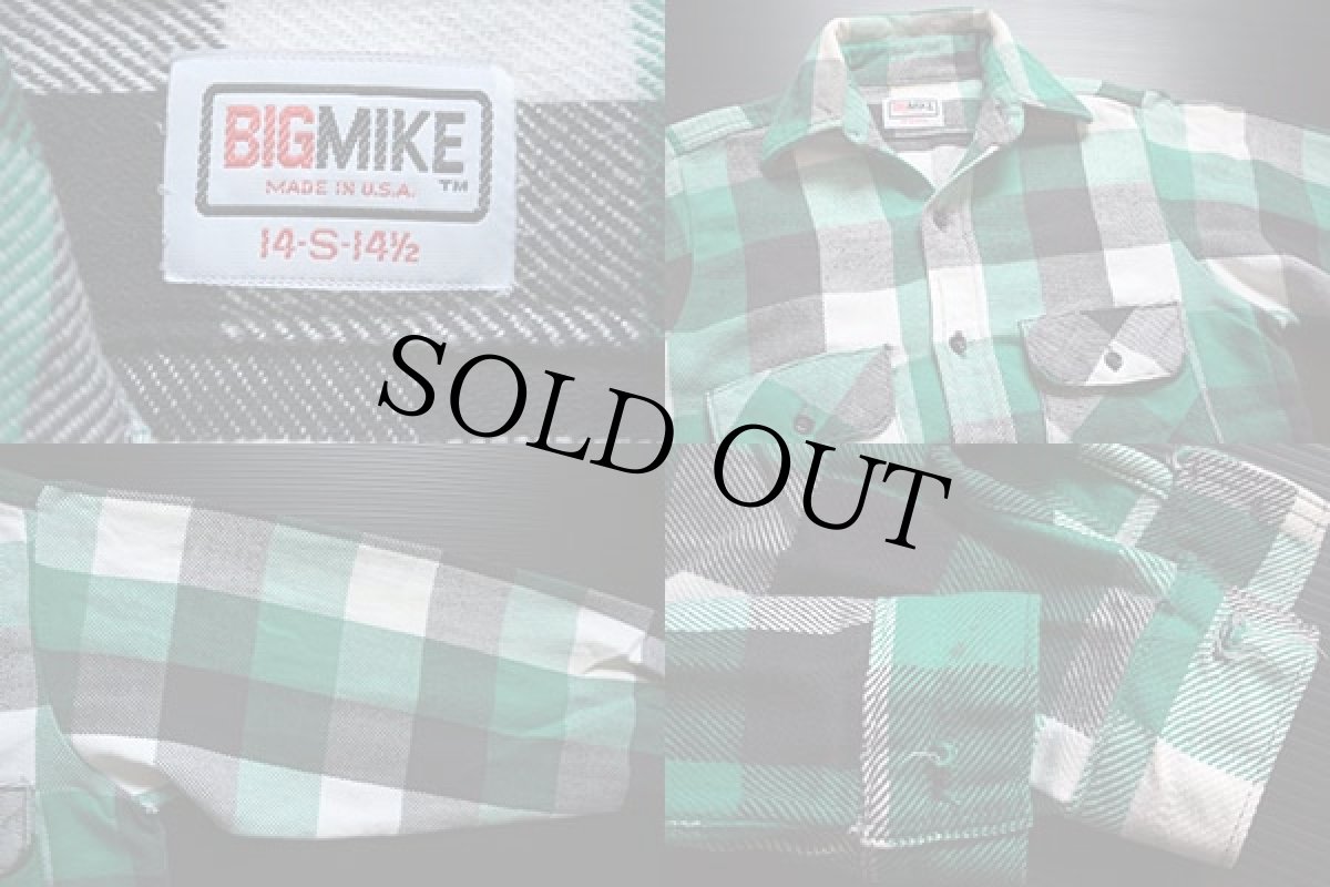 画像3: 70s USA製 BIG MIKEビッグマイク チェック コットン フランネルシャツ S (3)