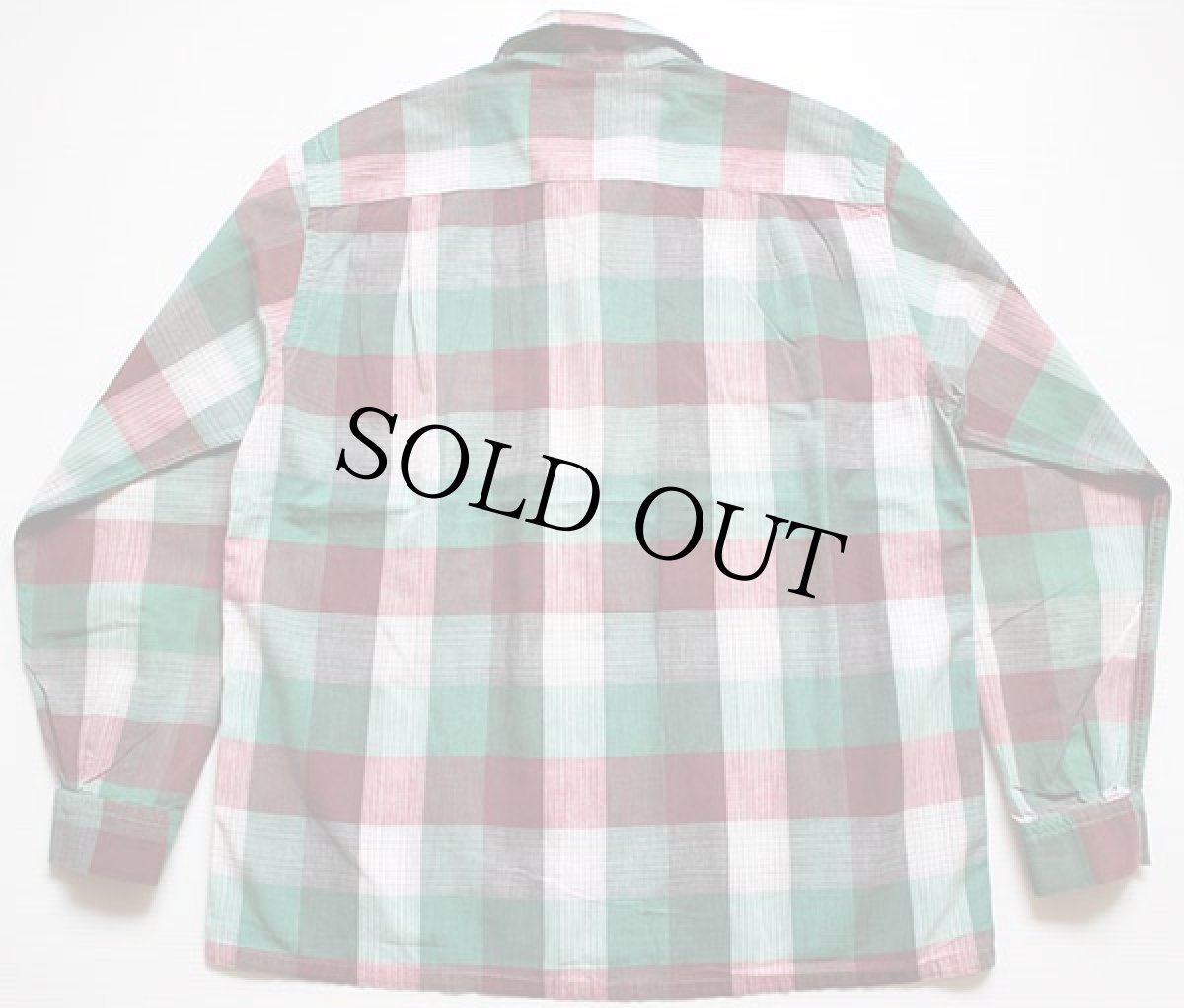 画像2: 50s SEARS Pilgrimピルグリム チェック コットン オープンカラーシャツ M (2)